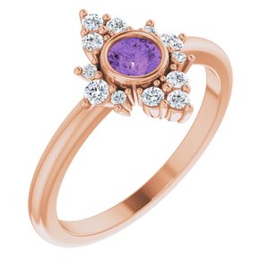 Natural Amethyst And 1/5 CTW Natural Diamond Halo-Style Ring (Style 72089)