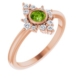 Natural Peridot And 1/5 CTW Natural Diamond Halo-Style Ring (Style 72089)