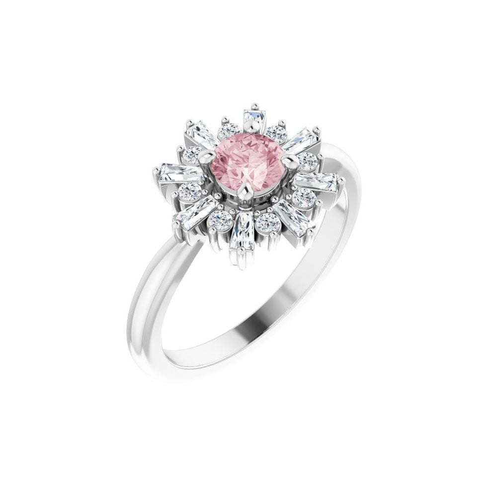 Natural Pink Morganite & 3/8 CTW Natural Diamond Ring (Style 72086)