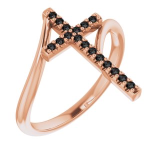 1/8 CTW Natural Black Diamond Cross Ring (Style R43104)