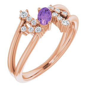 Natural Amethyst And 1/8 CTW Natural Diamond Bypass Ring (Style 72099)