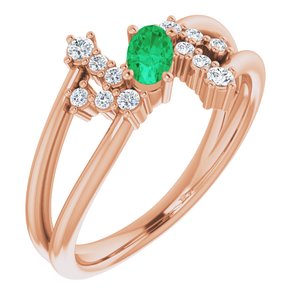 Natural Emerald And 1/8 CTW Natural Diamond Bypass Ring (Style 72099)