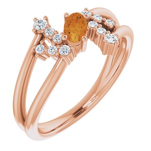 Natural Citrine And 1/8 CTW Natural Diamond Bypass Ring (Style 72099)