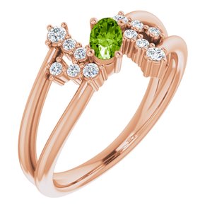 Natural Peridot And 1/8 CTW Natural Diamond Bypass Ring (Style 72099)