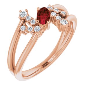 Natural Mozambique Garnet And 1/8 CTW Natural Diamond Bypass Ring (Style 72099)