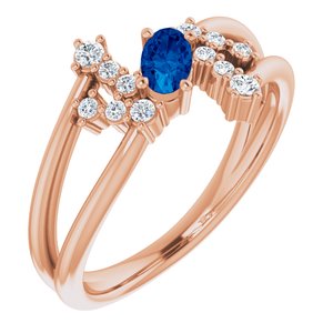 Natural Blue Sapphire And 1/8 CTW Natural Diamond Bypass Ring (Style 72099)