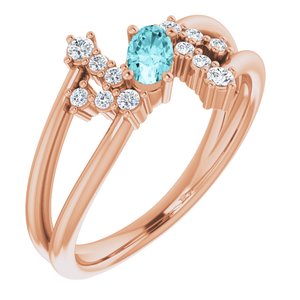 Natural Blue Zircon And 1/8 CTW Natural Diamond Bypass Ring (Style 72099)