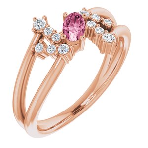 Natural Pink Tourmaline And 1/8 CTW Natural Diamond Bypass Ring (Style 72099)