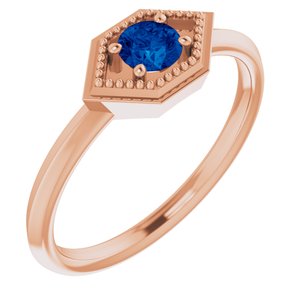 Natural Blue Sapphire Geometric Ring (Style 72111)