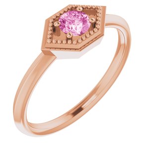 Natural Pink Sapphire Geometric Ring (Style 72111)