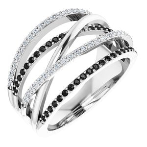 1/2 CTW Natural Black And White Diamond Ring (Style 68324)