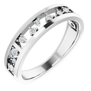 14K White Gold 1/5 CTW Natural Diamond Negative Space Stackable Ring (Style 124329)