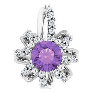 Natural Amethyst And .07 Ctw Natural Diamond Halo-Style Pendant (Style 87228)