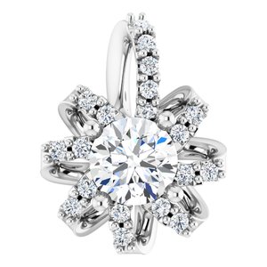 Natural White Sapphire And .07 Ctw Natural Diamond Halo-Style Pendant (Style 87228)