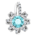 Natural Blue Zircon And .07 Ctw Natural Diamond Halo-Style Pendant (Style 87228)