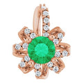 Natural Emerald And .07 Ctw Natural Diamond Halo-Style Pendant (Style 87228)