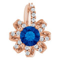 Natural Blue Sapphire And .07 Ctw Natural Diamond Halo-Style Pendant (Style 87228)