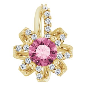 Natural Pink Tourmaline And .07 Ctw Natural Diamond Halo-Style Pendant (Style 87228)