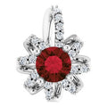 Natural Mozambique Garnet And .07 Ctw Natural Diamond Halo-Style Pendant (Style 87228)