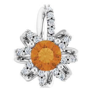 Natural Citrine And .07 Ctw Natural Diamond Halo-Style Pendant (Style 87228)