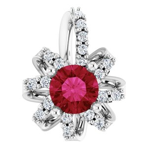 Natural Ruby And .07 Ctw Natural Diamond Halo-Style Pendant (Style 87228)