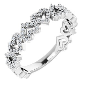 14K White Gold 1/3 CTW Natural Diamond Heart Stackable Ring (Style 124362)