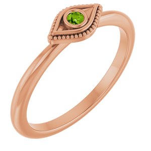 Natural Peridot Stackable Evil Eye Ring (Style 72149)