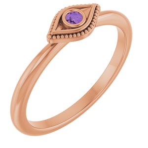 Natural Amethyst Stackable Evil Eye Ring (Style 72149)
