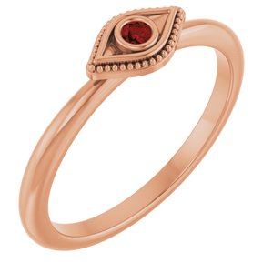 Natural Mozambique Garnet Stackable Evil Eye Ring (Style 72149)