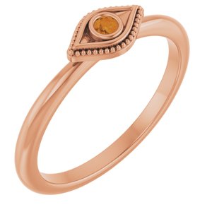 Natural Citrine Stackable Evil Eye Ring (Style 72149)