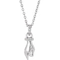 14K White .05 CTW Natural Diamond Hand of Buddha 16-18" Necklace