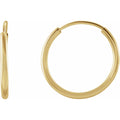 14K Yellow Gold Flexible Endless Tube 12 mm Hoop Earrings