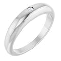 14K White Gold 0.03 CT Natural Diamond Petite Dome Ring (Style 124572)