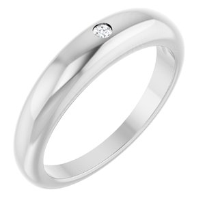 14K White Gold 0.03 CT Natural Diamond Petite Dome Ring (Style 124572)