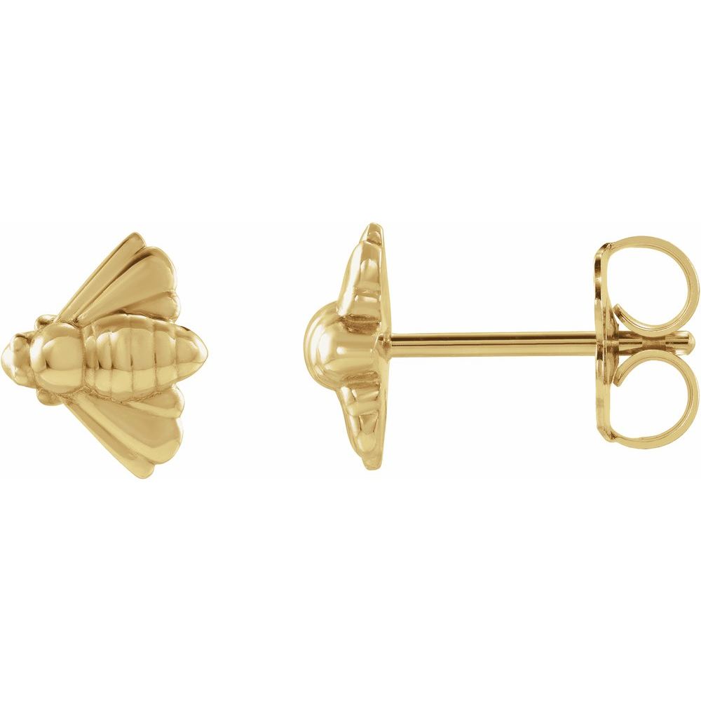 14K Yellow Gold Bee Earrings