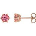 Natural Pink Tourmaline And .03 Ctw Natural Diamond Earrings (Style 87134)