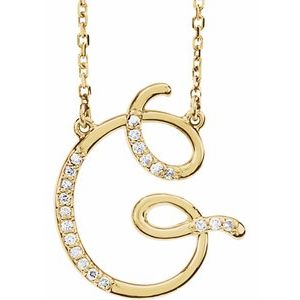 .08 Ctw Natural Diamond Initial Necklace (Style 67399)