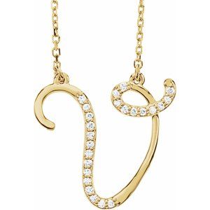 1/10 Ctw Natural Diamond Initial Necklace (Style 67399)
