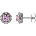 Natural Pink Tourmaline And 1/4 Ctw Natural Diamond Earrings (Style 87135)