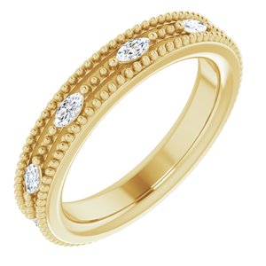 14K Gold 1/3 CTW Milgrain Diamond Wedding Band