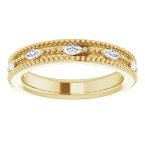 14K Gold 1/3 CTW Milgrain Diamond Wedding Band