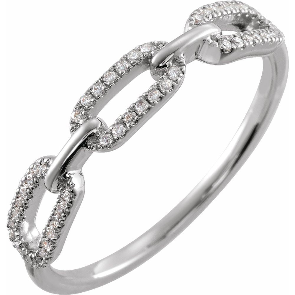 14K White Gold 1/6 CTW Natural Diamond Chain Link Ring