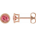 Natural Pink Tourmaline Bezel-Set Earrings (Style 87236)