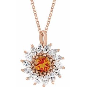 Natural Citrine And 1/2 Ctw Natural Diamond Halo-Style Necklace (Style 87232)