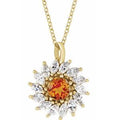 Natural Citrine And 5/8 Ctw Natural Diamond Halo-Style Necklace (Style 87232)