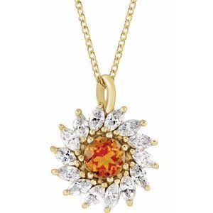 Natural Citrine And 5/8 Ctw Natural Diamond Halo-Style Necklace (Style 87232)