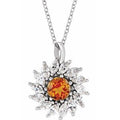 Natural Citrine And 5/8 Ctw Natural Diamond Halo-Style Necklace (Style 87232)