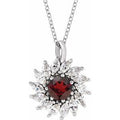 Natural Mozambique Garnet And 1/2 Ctw Natural Diamond Halo-Style Necklace (Style 87232)