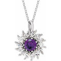 Natural Amethyst And 5/8 Ctw Natural Diamond Halo-Style Necklace (Style 87232)