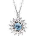 Natural Aquamarine And 5/8 Ctw Natural Diamond Halo-Style Necklace (Style 87232)